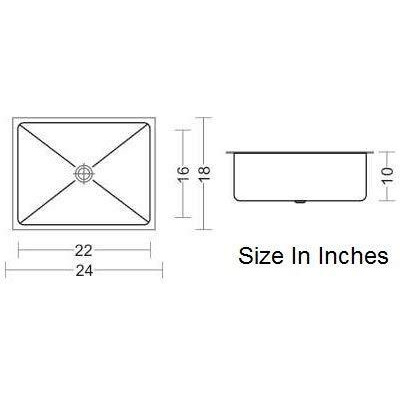 Arquin 24 X 18 X 10 Inches Handmade Matt Finish Single Bowl 304 Grade Stainless Steel Kitchen Sink/Basin For Kitchen With Square Drainer & Fruit Basket