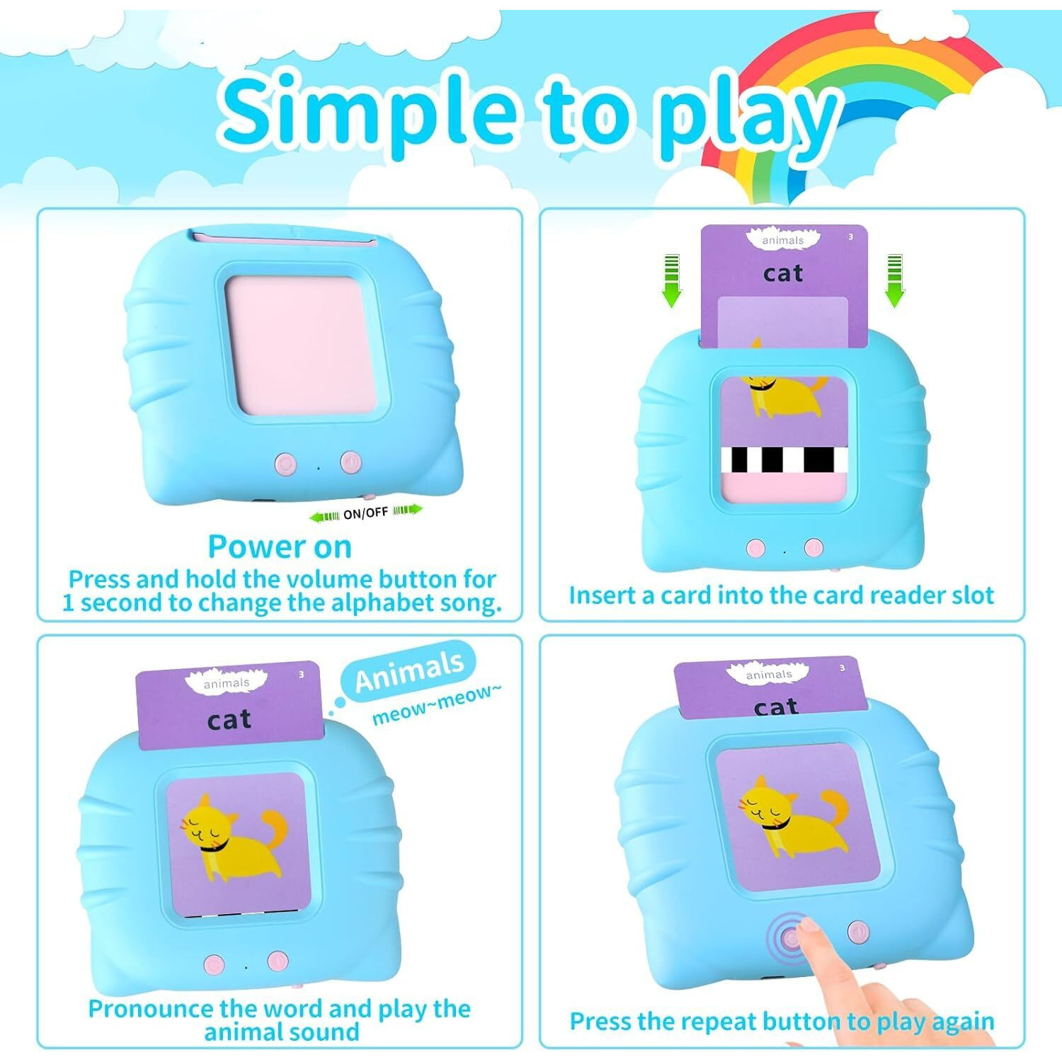 Niwlix Flash Cards, Talking Language_Skills , Educational Toys For 2 3 4 Years Old Kids, Learning Toys, For Babies, Multicolor