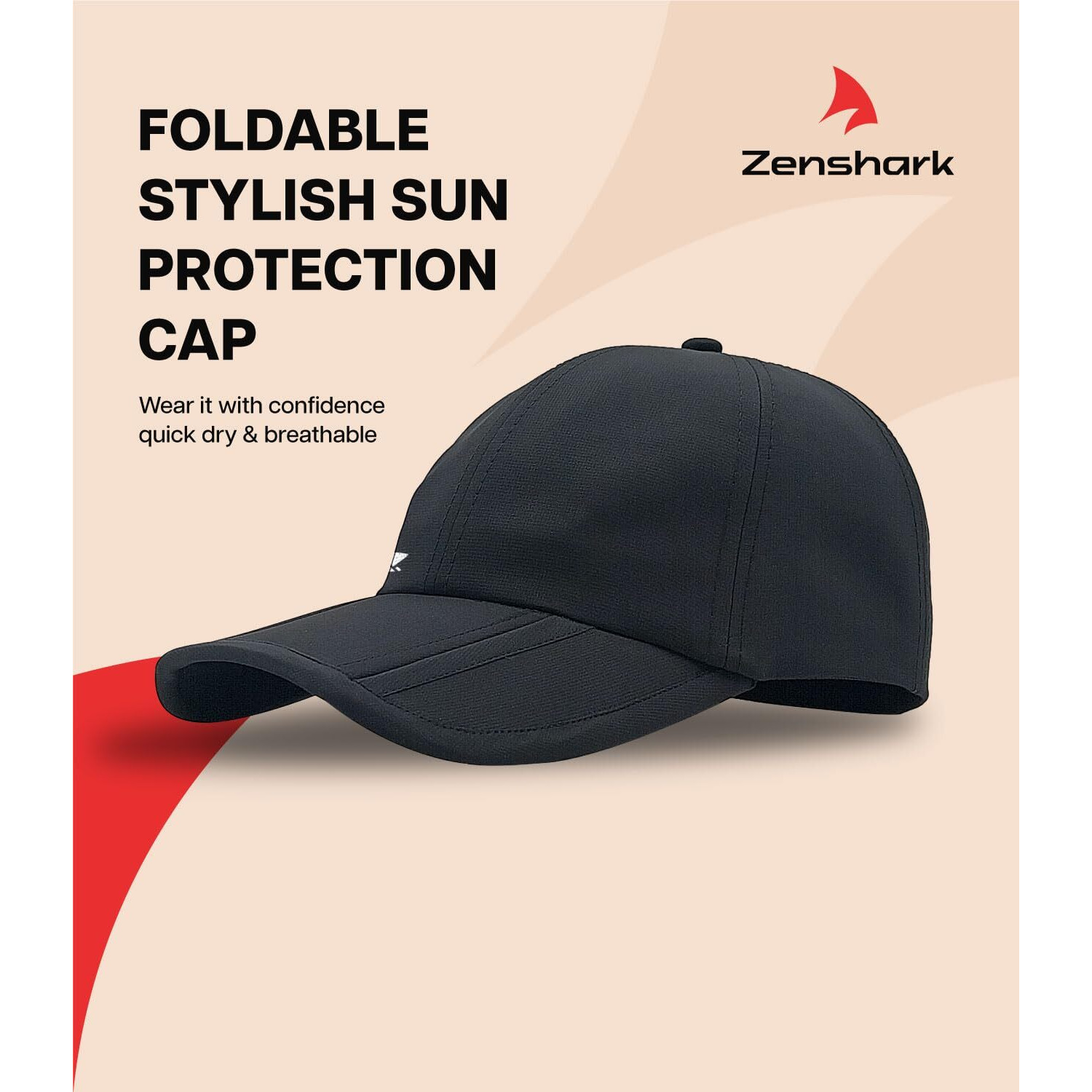 Zenshark Foldable Caps For Men Head Caps For Men Mens Caps With Adjustable Strap Caps Men For All Sports Cap For Men Gym Caps For Men Sports Caps For Men Black