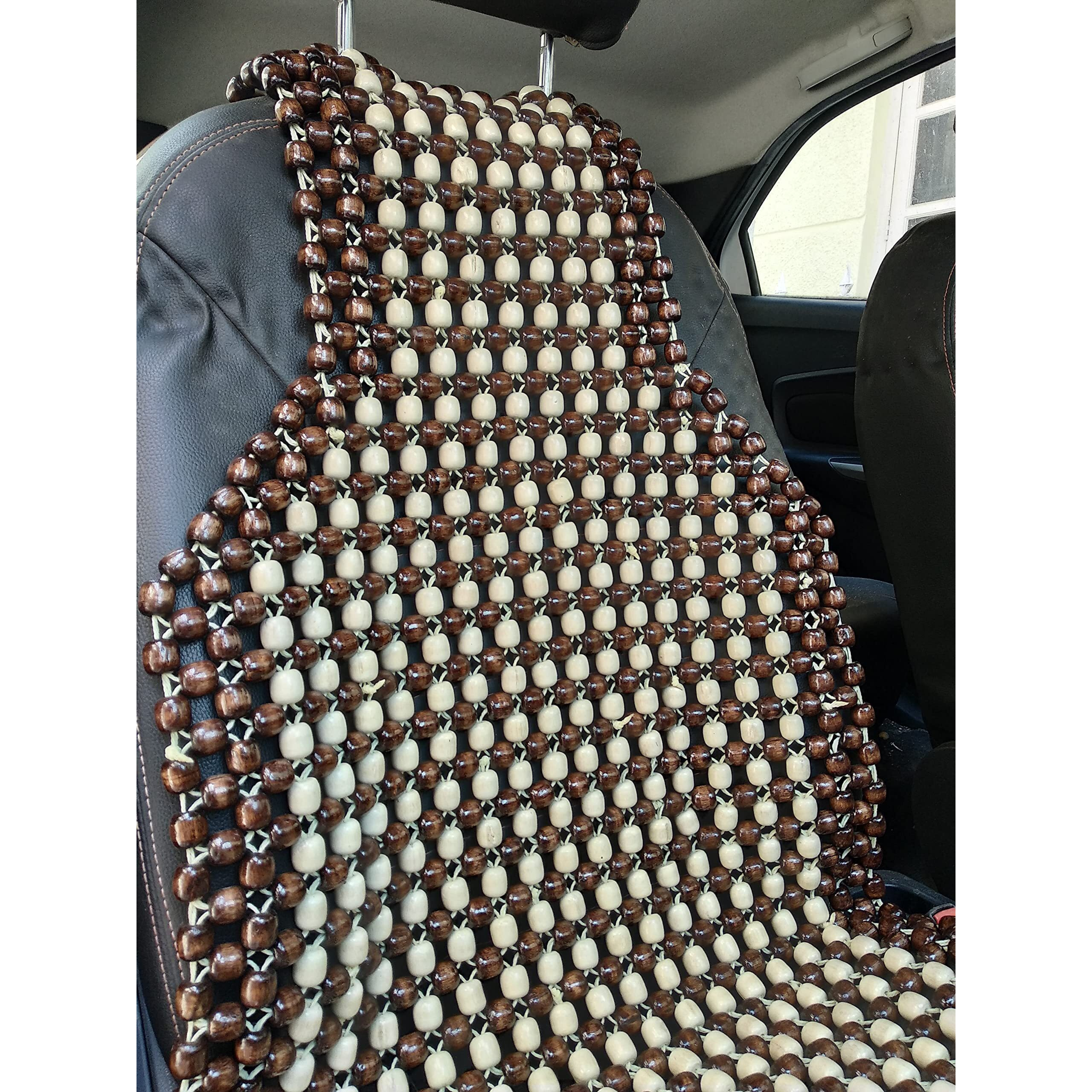 Q1 Beads Wooden Beads Acupressure Mat Car Seat Cover Cushion For All Cars & Suvs, Xl, Coffee