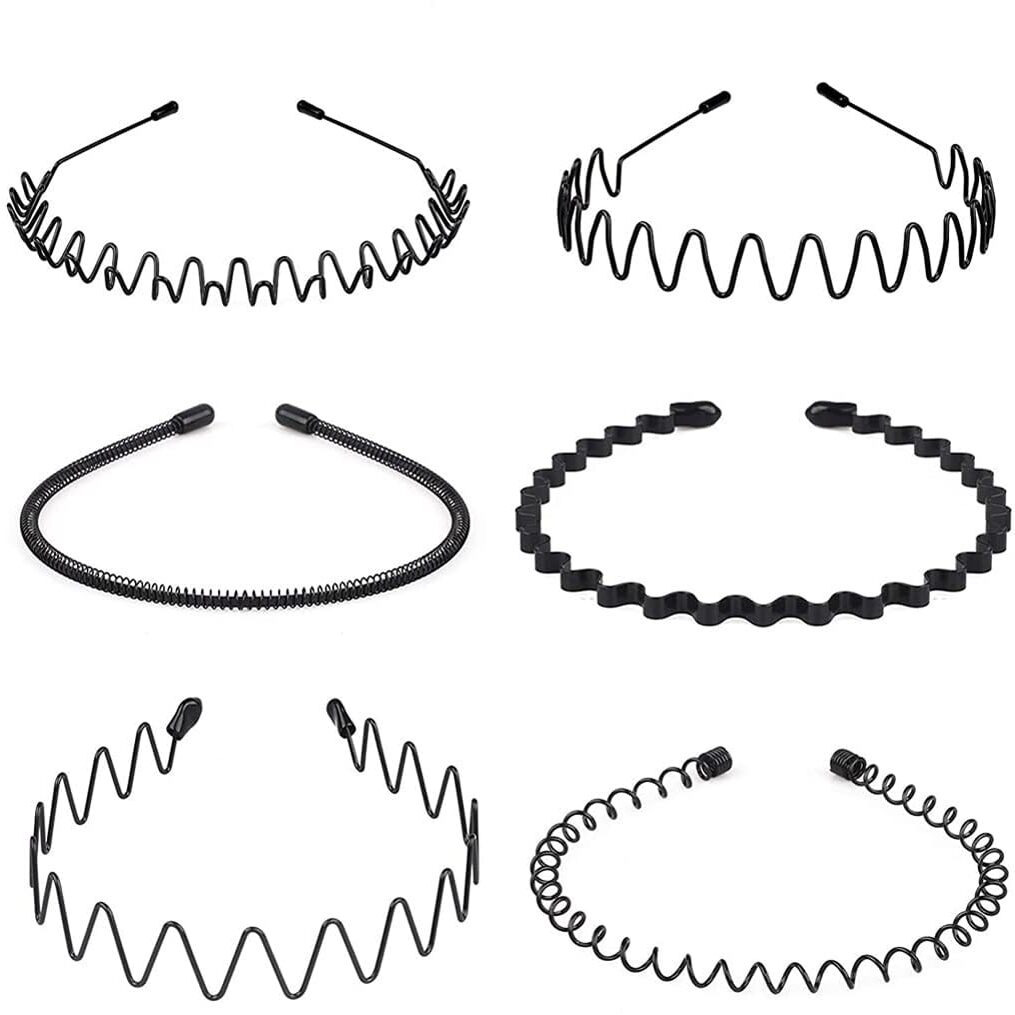 Shining Diva Fashion Black Metal Hair Band For Men Boys Women Girls Kids 6 Pcs Combo Hairband Headbands Sports Yoga Face Wash Facial Hair Accessories (15905Hb)