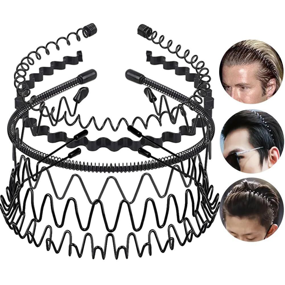 Shining Diva Fashion Black Metal Hair Band For Men Boys Women Girls Kids 6 Pcs Combo Hairband Headbands Sports Yoga Face Wash Facial Hair Accessories (15905Hb)