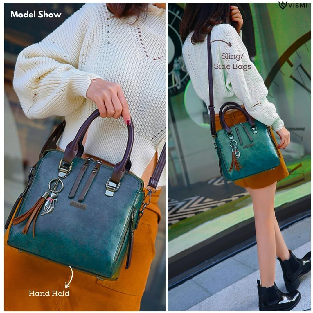 Vismiintrend Stylish Leather Small Handbag Shoulder Sling Purse Bags For Women | Work Bag | Ladies Purse | Travel | Office | Birthday | Anniversary | Gift For Wife | Womens Day Gifts (Teal)