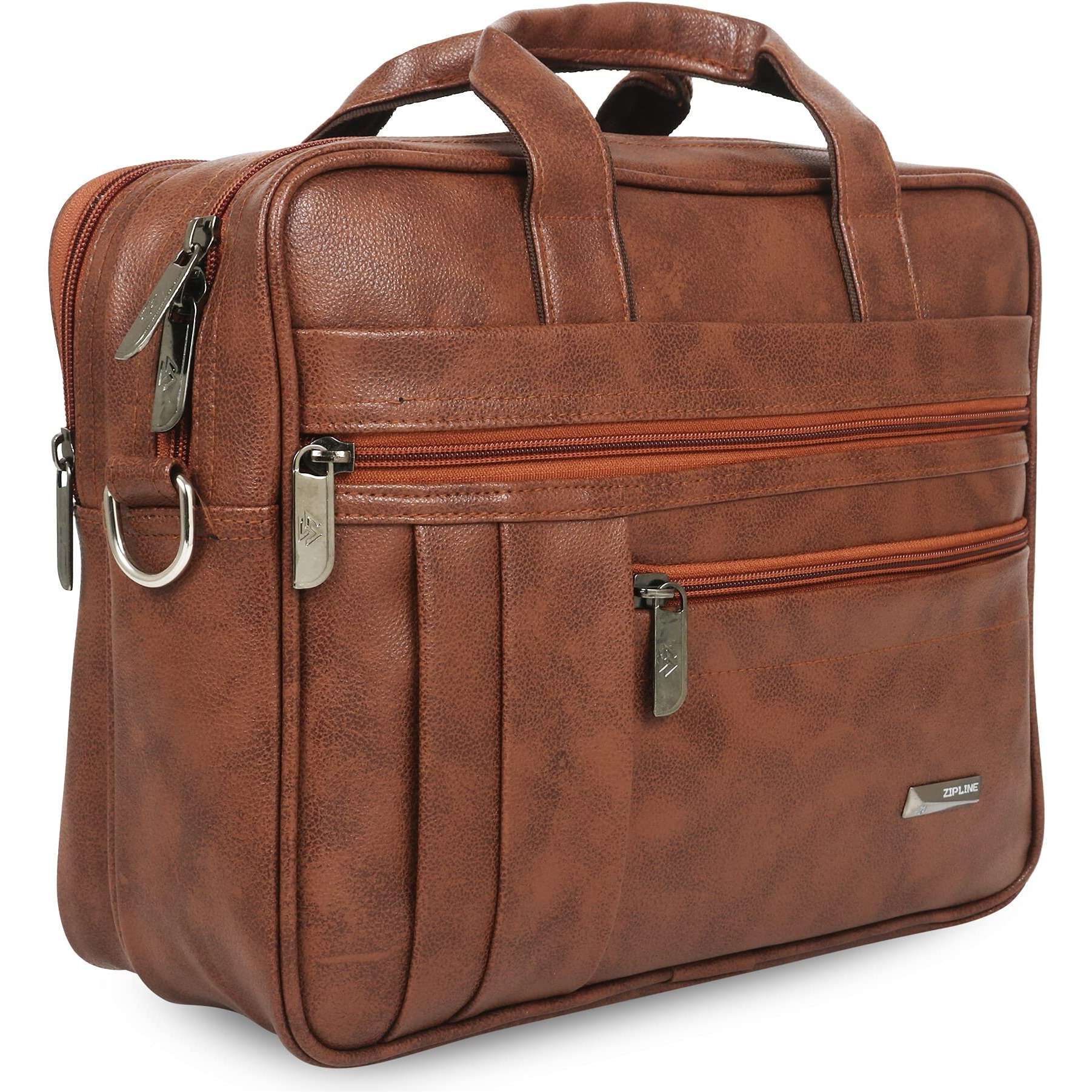 Zipline Office Faux Leather Small Laptop Bag For Men - Fits 13 Inch Laptop/Tablet Messenger Bags For Mens (1-Tan Bag)