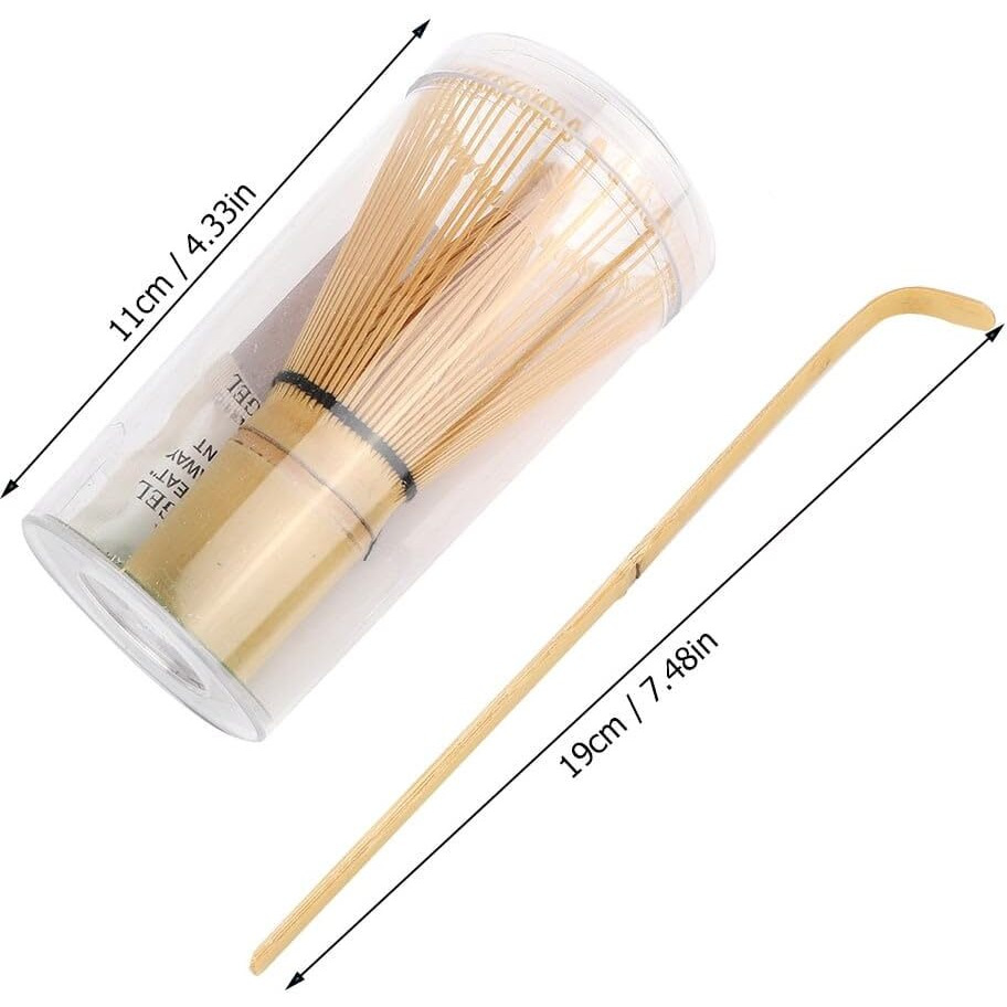 Flavoma Japanese Handmade Bamboo Matcha Whisk Sets Of 2 (Delicate Match Brush Japanese Style) + Traditional Scoop (Chashaku), The Perfect Set To Prepare A Traditional Cup Of Matcha.