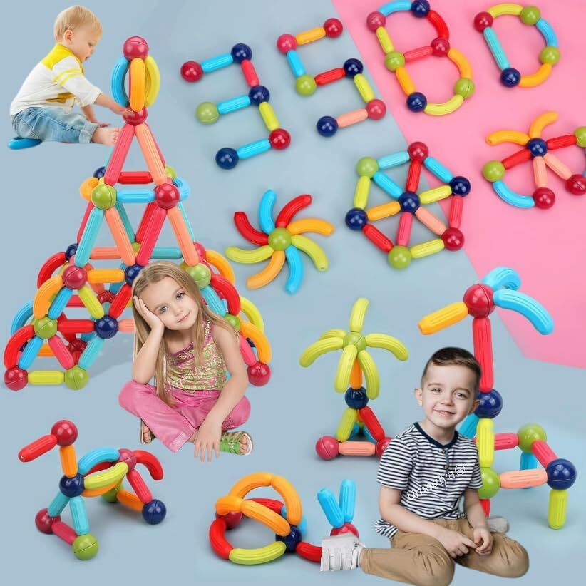 Umadiya Magnetic Building Sticks Blocks Kids Toy, Learning Sticks And Balls, Activities Toy For Toddlers, Educational Magnet Building Blocks, Kids Toys For 3+ Year Old Gifts (36 Pcs)
