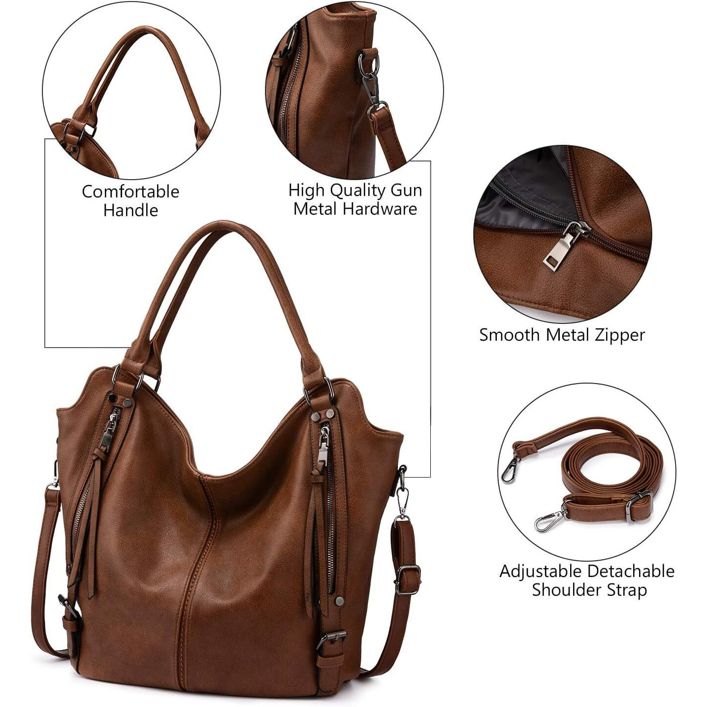 Inovera (Label) Hand Bags For Women Combo - Faux Leather Stylish Ladies Handbag Purse - Crossbody Shoulder Sling Bag With Adjustable Strap (Brown)