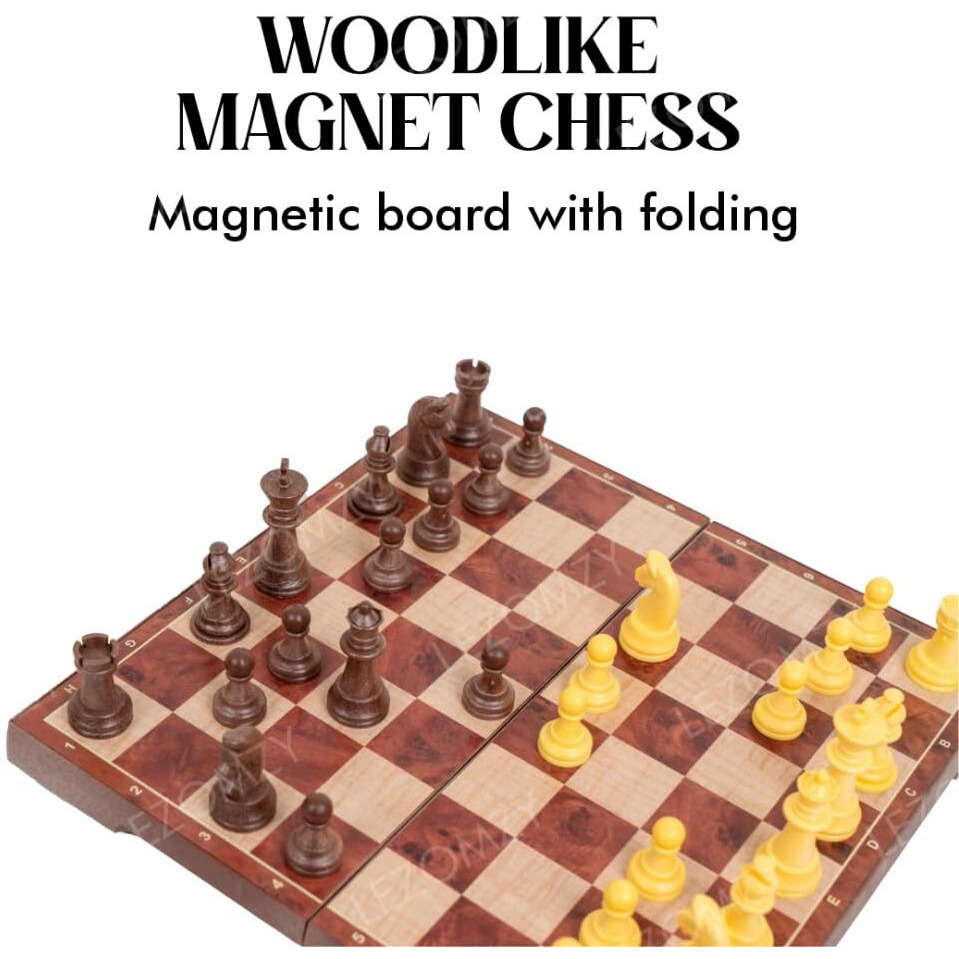 Sell Pluse Magnetic Chess Board Educational Toys Travel Chess Set With Folding Board For Kids And Adults Indoor Outdoor Educational Travel Toys Wooden Color 12 Inch (Brown Chess)