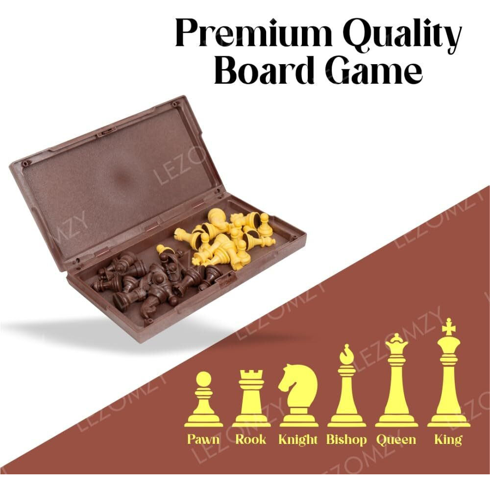 Sell Pluse Magnetic Chess Board Educational Toys Travel Chess Set With Folding Board For Kids And Adults Indoor Outdoor Educational Travel Toys Wooden Color 12 Inch (Brown Chess)