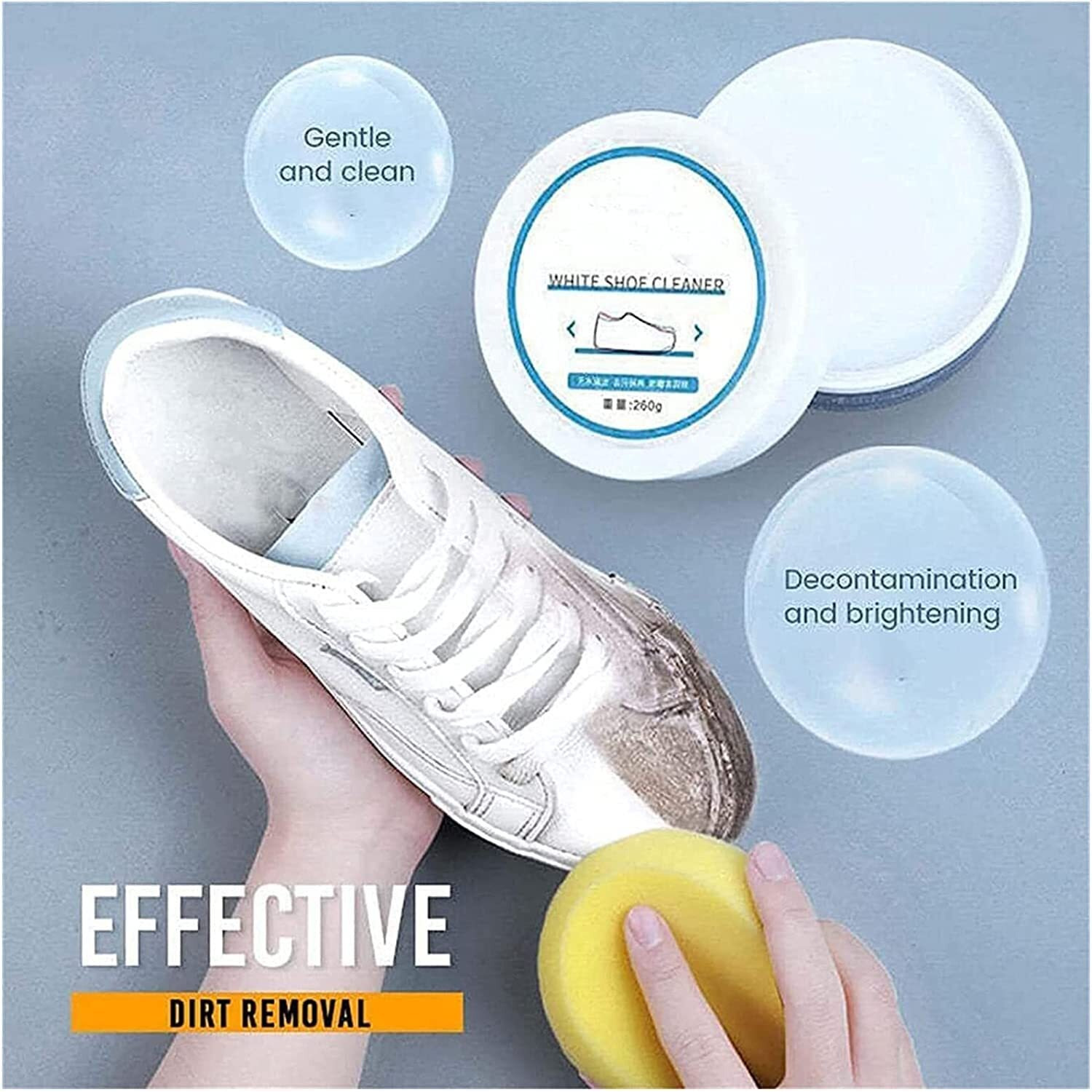 Tcco Enterprise White Shoe Cleaning Cream | Sneaker Stain Cleaning Cream | Sneaker Stain Remover Cream, Simple And Fast, Shoe Whitening Cleansing Tool, Whitening And Yellowing Maintenance For White Shoes, Leather, Sports Shoes, Leather Bags, Car Interiors, Tennis Shoe - 260Gm
