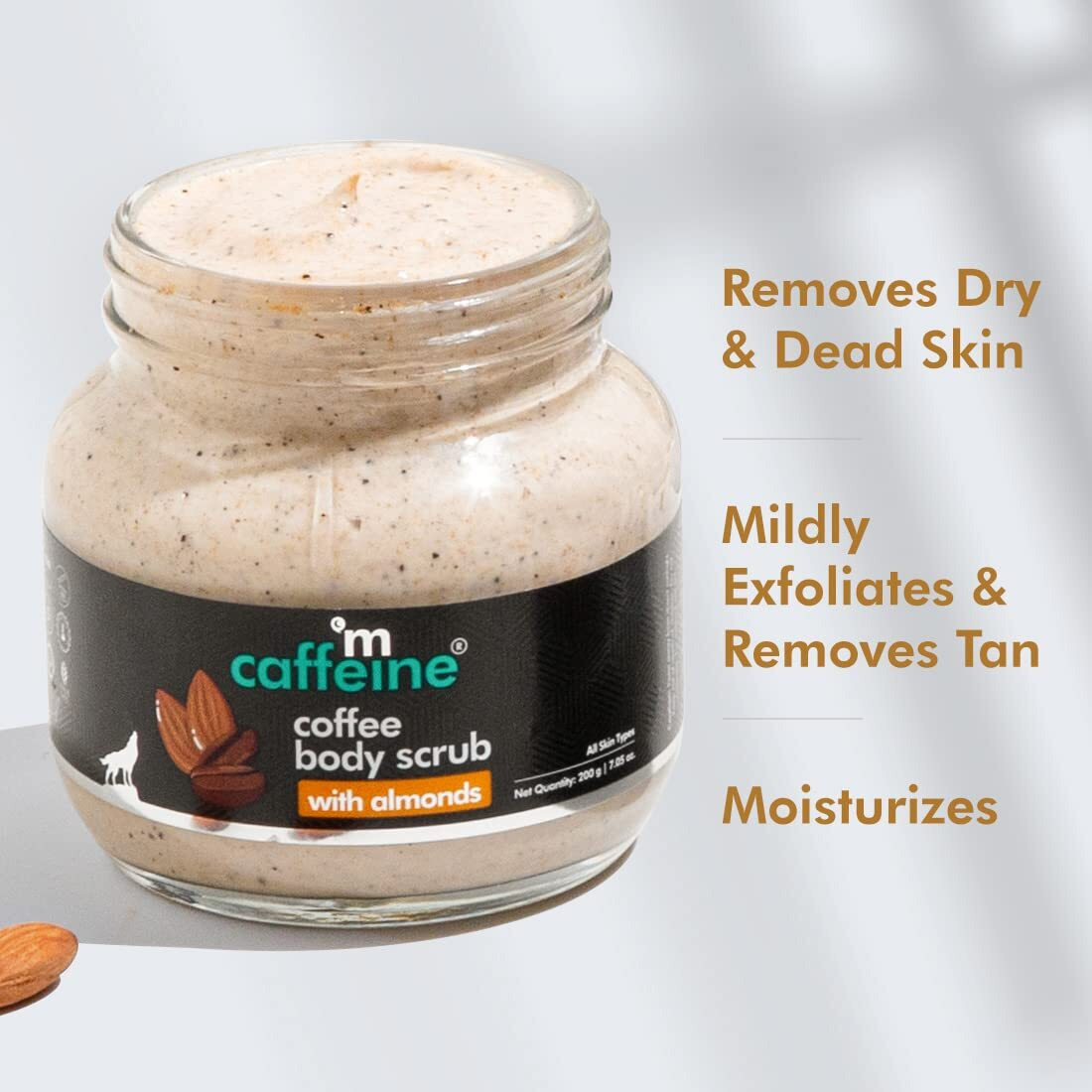 Mcaffeine Almond & Coffee Body Scrub For Tan Removal | Exfoliator Creamy Bathing Body Scrub For Dry Skin | Exfoliating Scrub For Body For Women And Men | Natural And Vegan - 200Gm