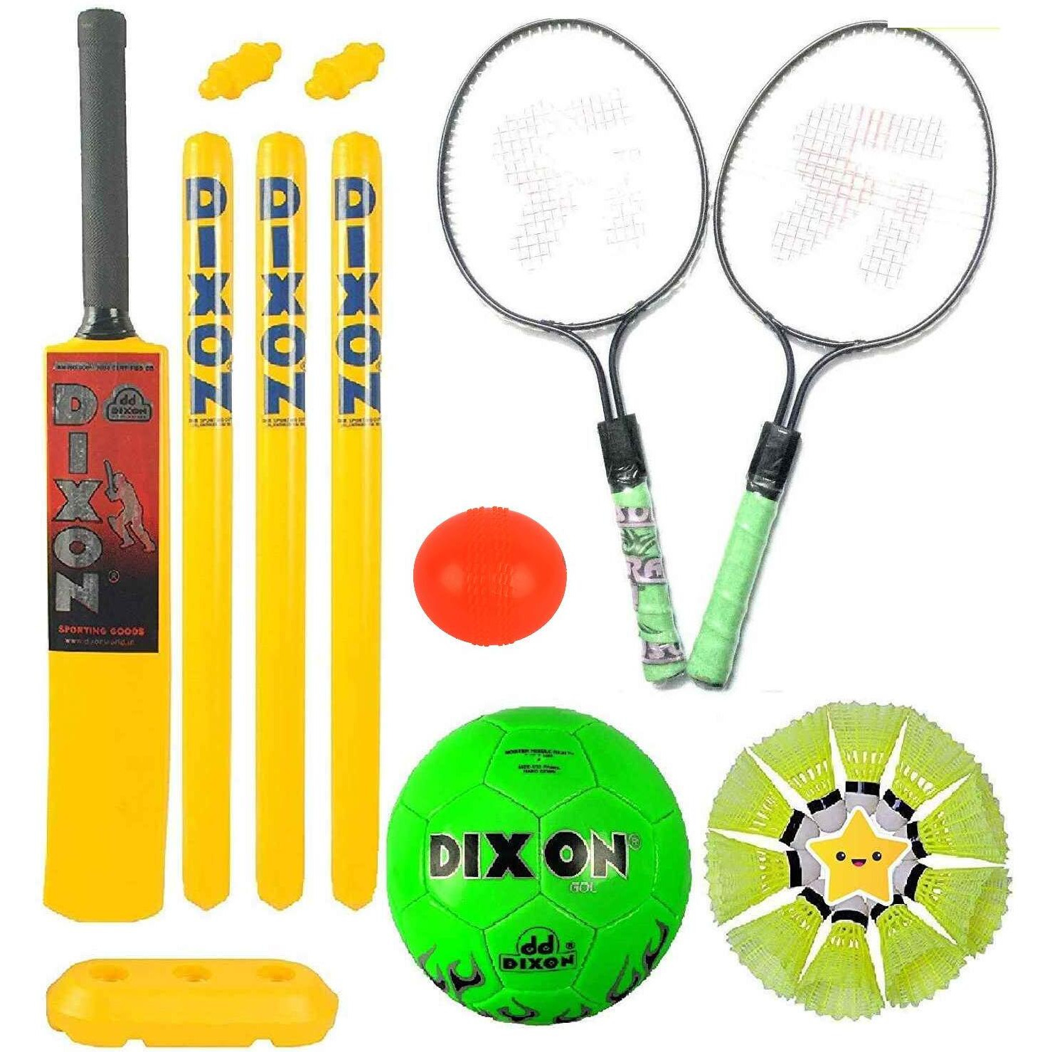 Toyshine 3 In 1 Super Sports Combo For Age 3 - 7 Years | Cricket | Badminton | Football -Multi Color