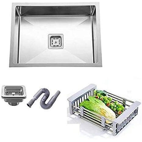 Crocodile 304 Grade Single Bowl Stainless Steel Handmade Kitchen Sink (21" X 18" X 10")