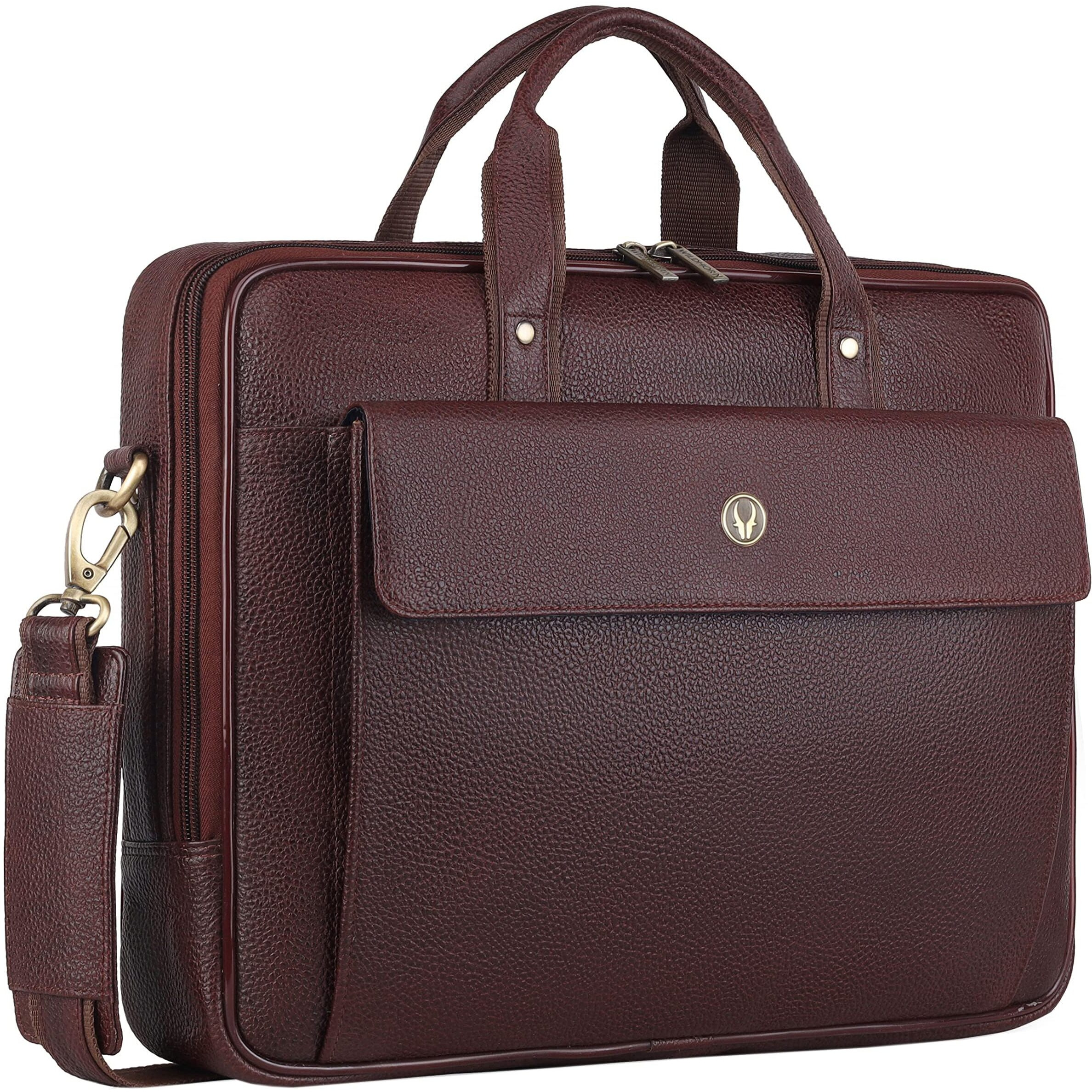 Wildhorn Leather Laptop Messenger Bags For Men I Fits Upto 15.6 Inch Laptop/Macbook I Padded Laptop Compartment I Carry Handles With Adjustable Strap I Dimension  L-16 Inch W-3 Inch H-12 Inch, Brown