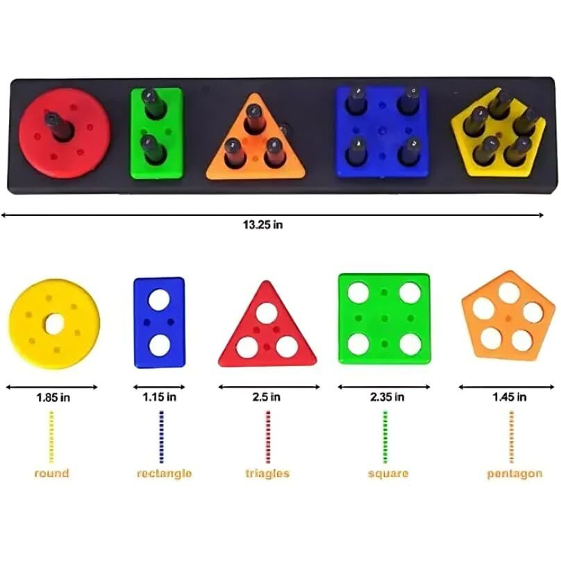 Sky Tech Plastic Geometric Blocks, Sorting & Stacking Toys For Toddlers And Kids Preschool, Color Stacker Shape Sorter Gift Educational Blocks Learning Toy For 3 Years Old Boys And Girls, 26 Pcs