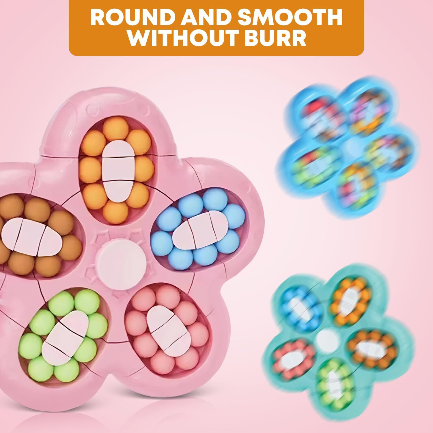 Nhr Rotating Magic Bean Toys Decompression Rotating Small Beads Magic Cube Toys For Kids Puzzle Educational Toys For 3 Years Old (Random Color) (Flower)
