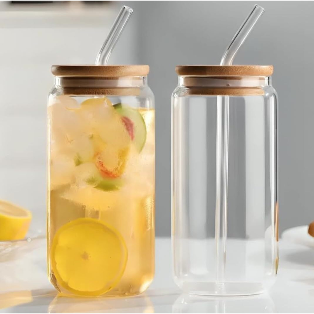 Kikiluxxa Cococola Can Glass Travel Sipper Tumbler Mug With Straw And Lid - 540Ml-Pack Of 1 - Tea And Coffee Fruit Juice Milk Cup With Straw (Martini)