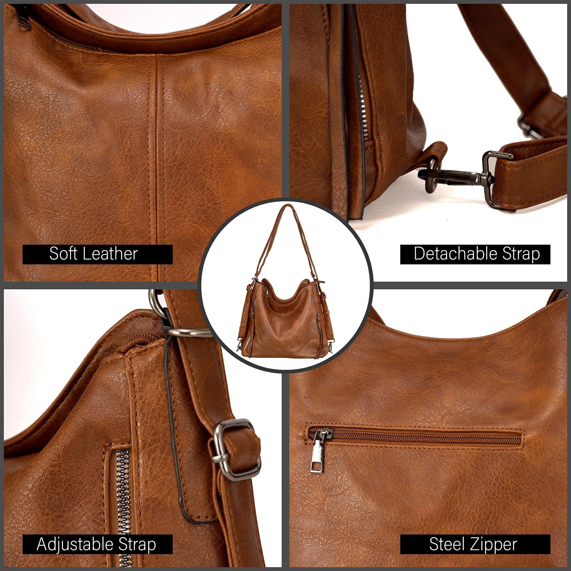 Huggi Faux Leather Hand Bag For Women | Shoulder Bags For Women With Strap & Zipper | Ladies Purse For Birthday, Anniversary, Thanks Giving | Purse And Handbag Combo (Tan Color Combo Purse)