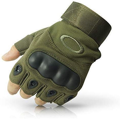 Ketmart Nylon Tactical Half Finger Gloves For Sports, Hard Knuckle,Hiking,Cyclling,Travelling,Camping,Outdoor,Boxing, Motorcycle Riding, Arm Shooting Gym Gloves, Green