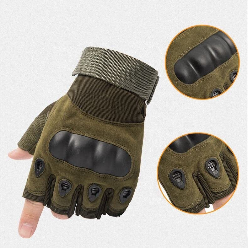 Ketmart Nylon Tactical Half Finger Gloves For Sports, Hard Knuckle,Hiking,Cyclling,Travelling,Camping,Outdoor,Boxing, Motorcycle Riding, Arm Shooting Gym Gloves, Green