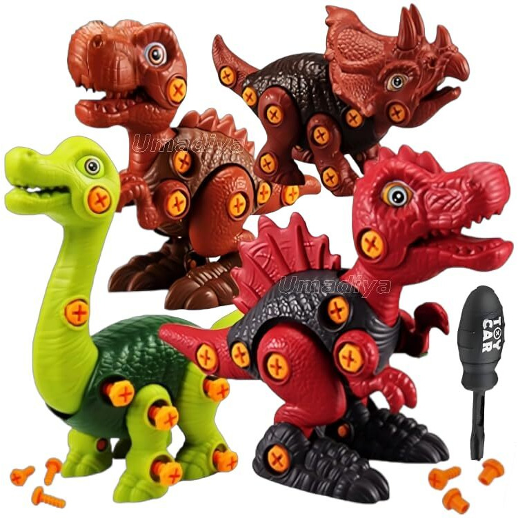 Umadiya Branded Toys Stem 4Pcs Dinosaur Toy - Take Apart Dinosaur Toys | Building Learning Educational Toys For Kids Boys And Girls With Screwdrivers (Dino-4)