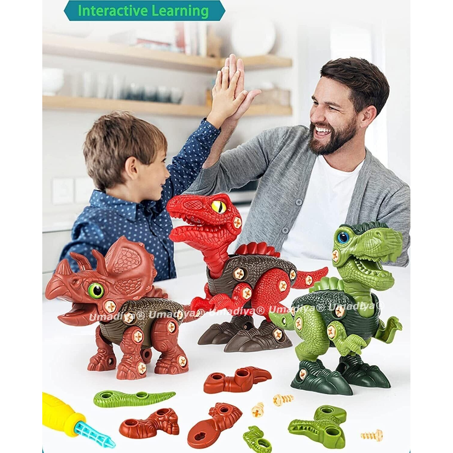Umadiya Branded Toys Stem 4Pcs Dinosaur Toy - Take Apart Dinosaur Toys | Building Learning Educational Toys For Kids Boys And Girls With Screwdrivers (Dino-4)