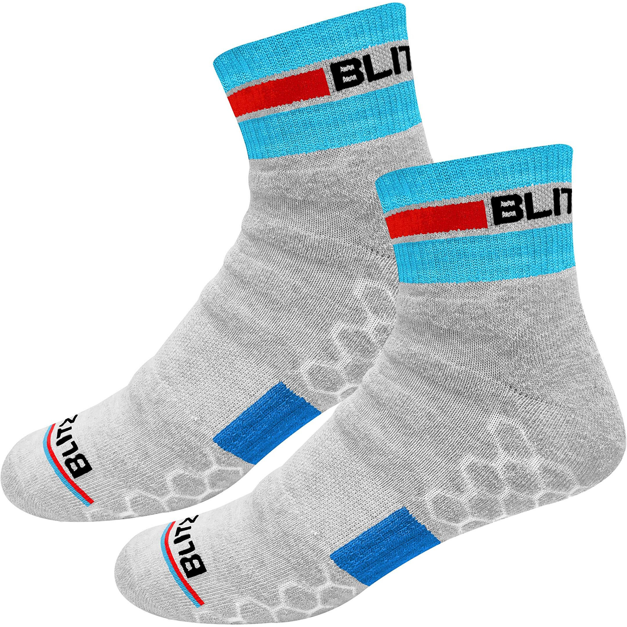 Blitzsox Hi-Tech Performance Athletic Sports (High-Ankle) Sports Socks (Badminton, Running, Gym & Indoor Training), Pack Of 3 (Size Uk 7-11, Grey, Teal, Black, Men, Ankle Length, Cotton Blend)