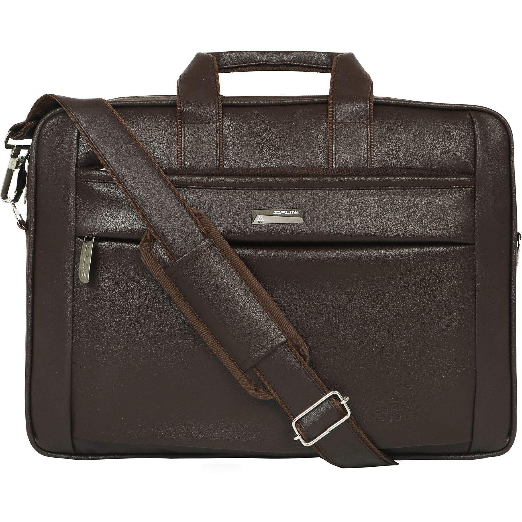 Zipline Office Faux Leather Laptop Bag For Men - Fits 14/15/15.6 Inch Laptop/Tablet Messenger Bags For Mens (1-Brown Bag)