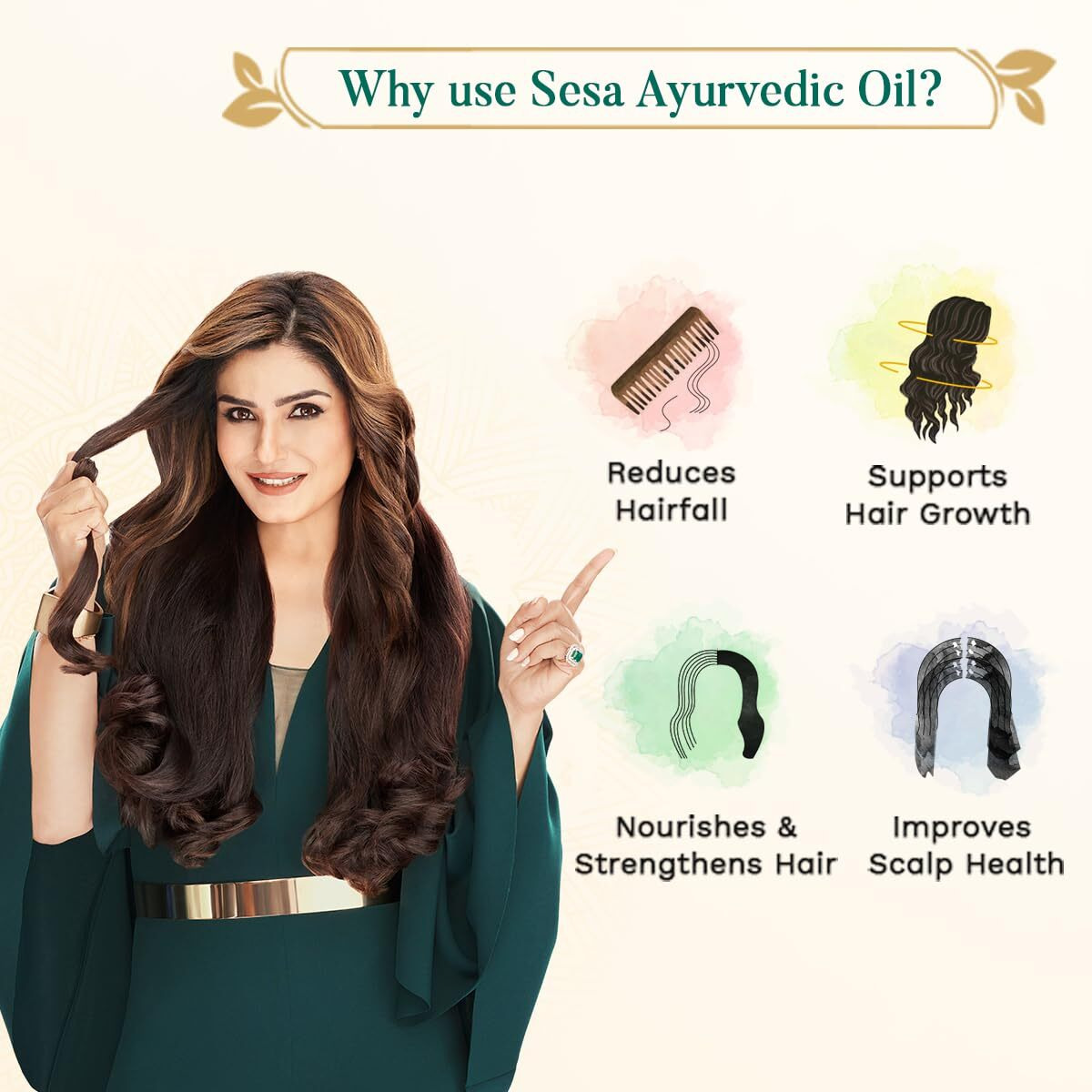 Sesa Ayurvedic Hair Oil With Bhringraj & 17 Rare Herbs With Coconut Oil And 4 Nourishing Oil For Hair Growth Help Control Hair Fall With Easy Oil Applicator For Women And Men (400 Ml)