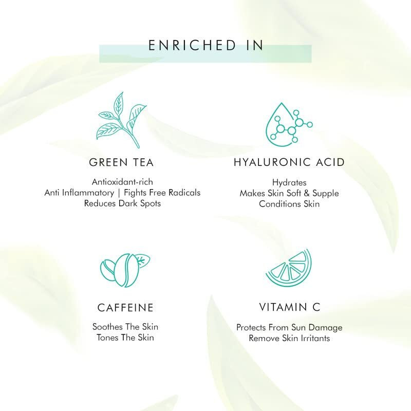 Mcaffeine Green Tea Hydrating Face Serum For Glowing Skin With Vitamin C & Hyaluronic Acid | Reduces Dark Spots, Pigmentation & Prevents Sun Damage | For Men & Women | 72 Hrs Hydration | 40Ml