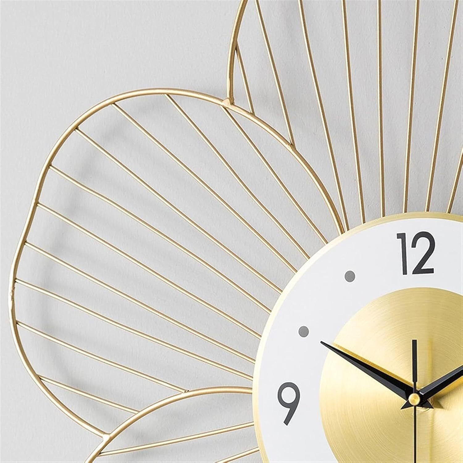 Rizik Store White Gold Handmade Metal Wall Clock  Wire Design, Silent Ticking, Decorative Wall Hanging Clock For Bedroom, Living Room, Dining Room, And Hallway (53X53Cm) (Design 1)