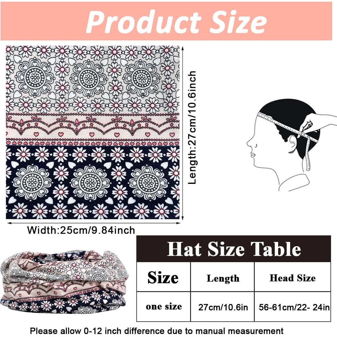Palay Beanie Cap For Women Head Scarf For Women, Slouchy Chemo Caps For Women Cotton Hijab Caps, Fashion Floral Print Head Scarves, Stretch Soft Hip-Hop Skull Dwarf Hats For Teen Girls