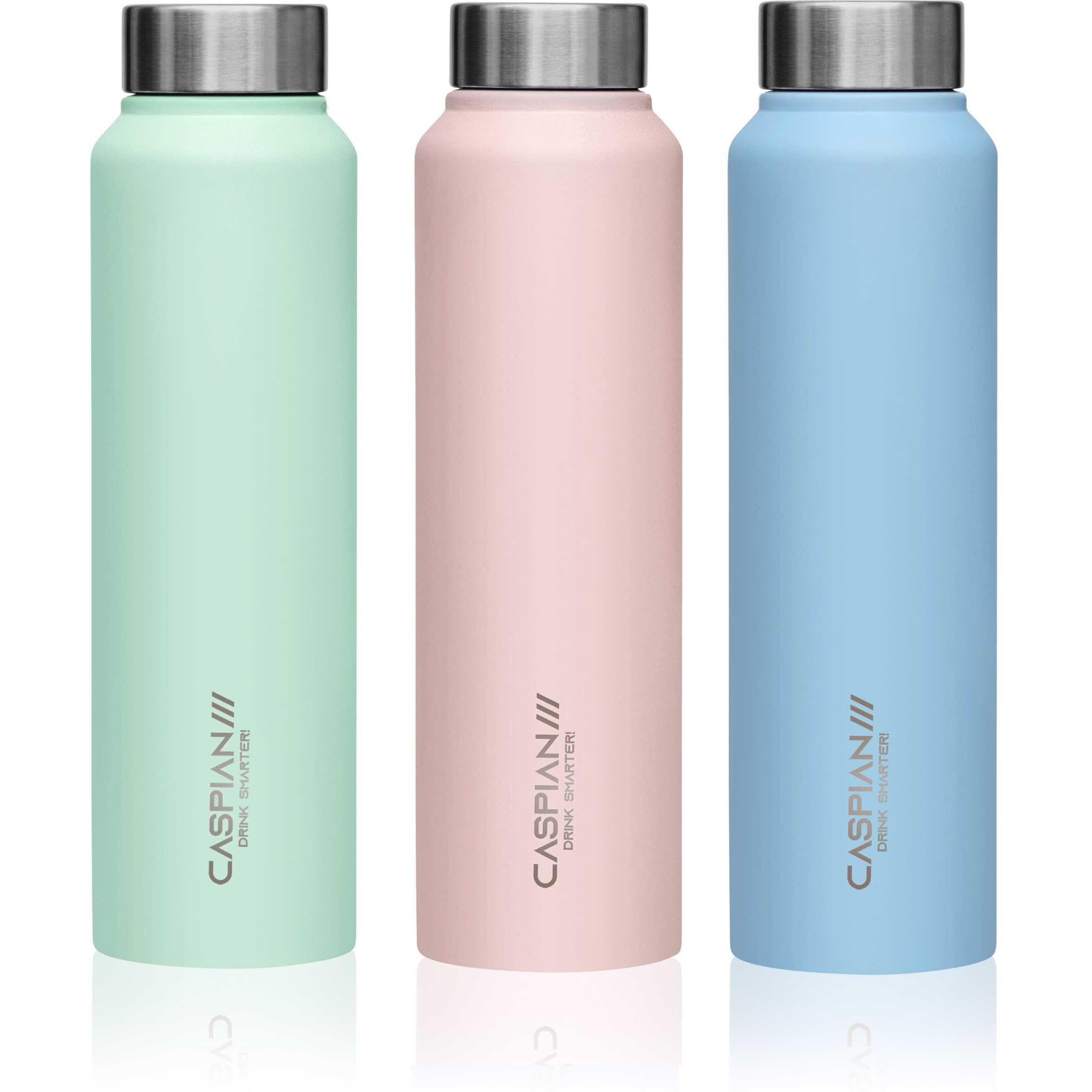 Caspian /// Astra Stainless Steel Water Bottle (Mist Green, Light Pink & Sky Blue, 1 Litre, Set Of 3)| Leak Proof Thunder For Fridge Home Office Travel School Kids Boys Girls Adults Sports Gym Yoga