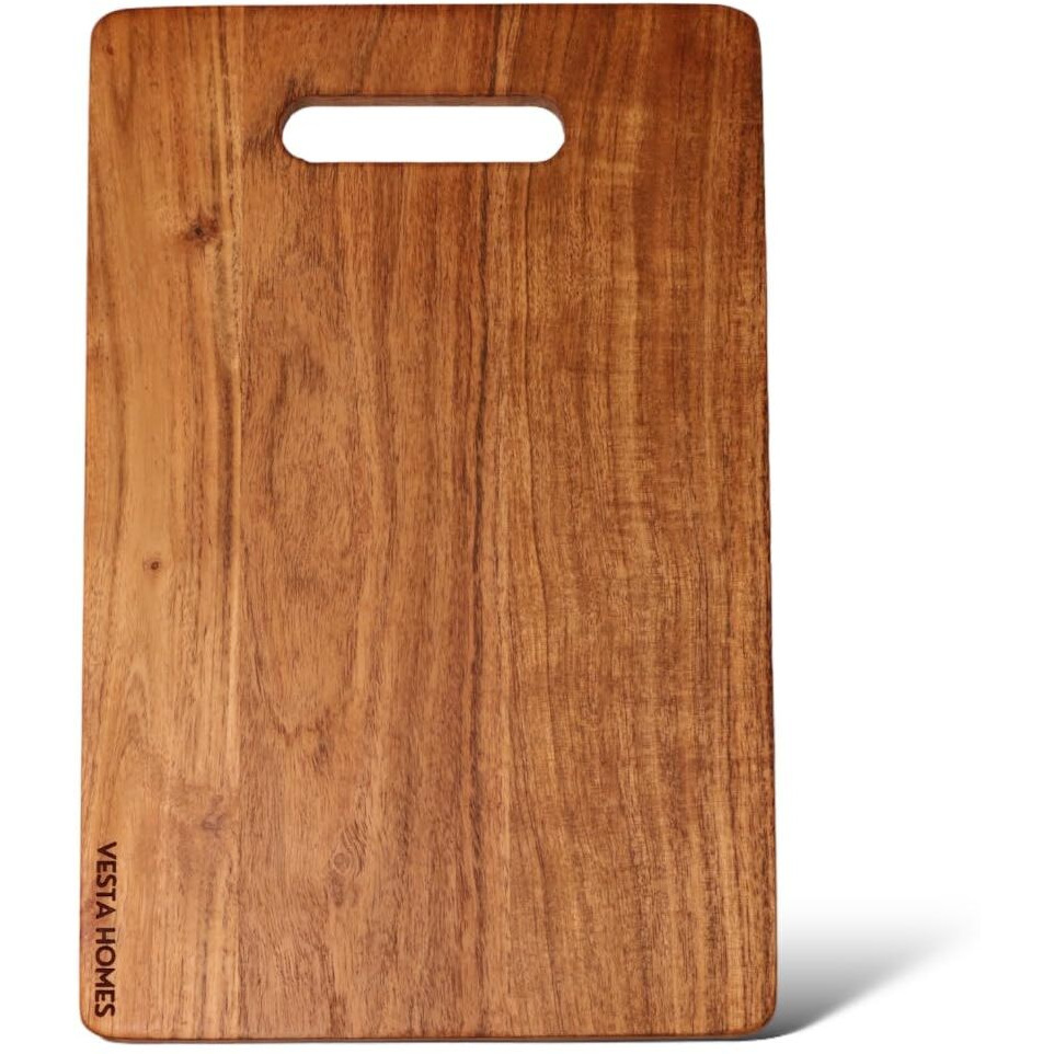 Vesta Homes Wooden Chopping Board, Cutting Board, Serving Tray For Kitchen Vegetables, Fruits & Cheese | Natural Acacia Wood | 33X21.5X1.5 Cms| Handmade (Evo Board)