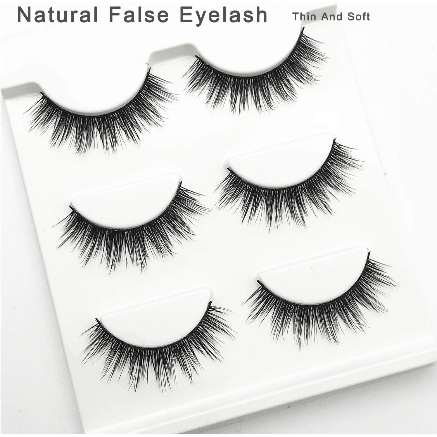 Huda Girl Eye Lashes For Women - Black Handmade Natural Thick Long Polyester, 3 Pairs False Eyelashes With Eyelash Glue - Empathetic Reusable Extensions For Womens, Girls - Eyelash With Glue Set