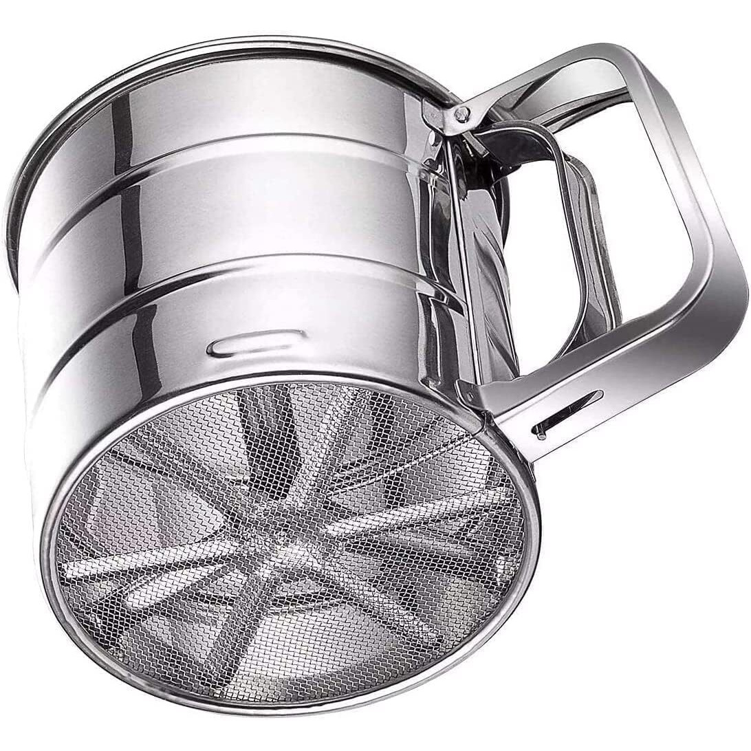 Starewa Flour Sifter/Atta Chhani Hand Press Design Stainless Steel Flour Sifter Corrosion Resistant Large Capacity Flour Sieve Cup For Sugar Flour And Coffee Powder | Atta Chalni