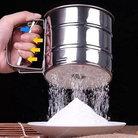 Starewa Flour Sifter/Atta Chhani Hand Press Design Stainless Steel Flour Sifter Corrosion Resistant Large Capacity Flour Sieve Cup For Sugar Flour And Coffee Powder | Atta Chalni