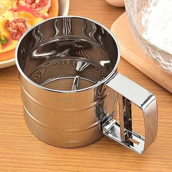 Starewa Flour Sifter/Atta Chhani Hand Press Design Stainless Steel Flour Sifter Corrosion Resistant Large Capacity Flour Sieve Cup For Sugar Flour And Coffee Powder | Atta Chalni