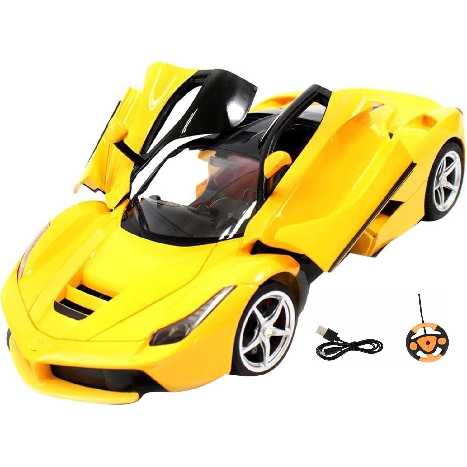 Wirescorts Remote Controlled Racing Car For Kids, Super Racing Sports For Kids, High Speed Toy Vehicle For Kids, Motor Rc Chargeable Cars For Kids, Yellow