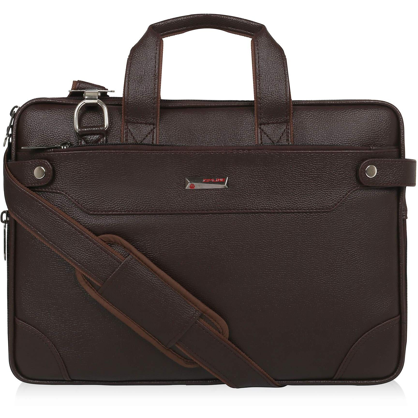 Zipline Office Faux Leather Laptop Bag For Men - Fits 14/15.6/16 Inch Laptop Messenger Bags For Mens (1-Brown Bag)