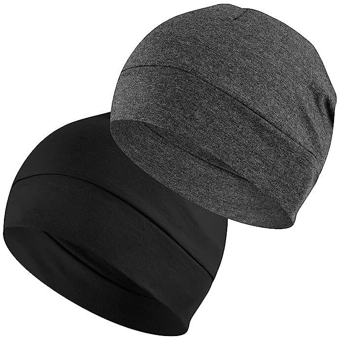 Paropkar 100% Cotton Lycra Skull Caps Lightweight Beanie Sleep Hats Breathable Helmet Liner Cap Cycling Hat Cap For Men And Women (Black Dark Grey)