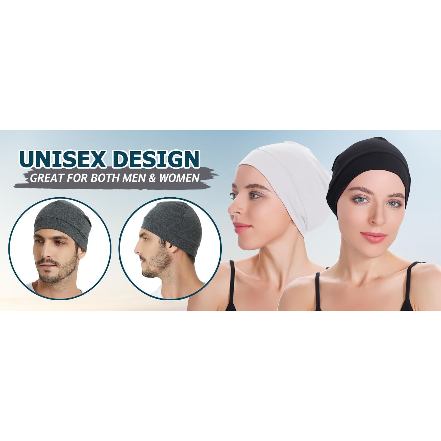 Paropkar 100% Cotton Lycra Skull Caps Lightweight Beanie Sleep Hats Breathable Helmet Liner Cap Cycling Hat Cap For Men And Women (Black Dark Grey)