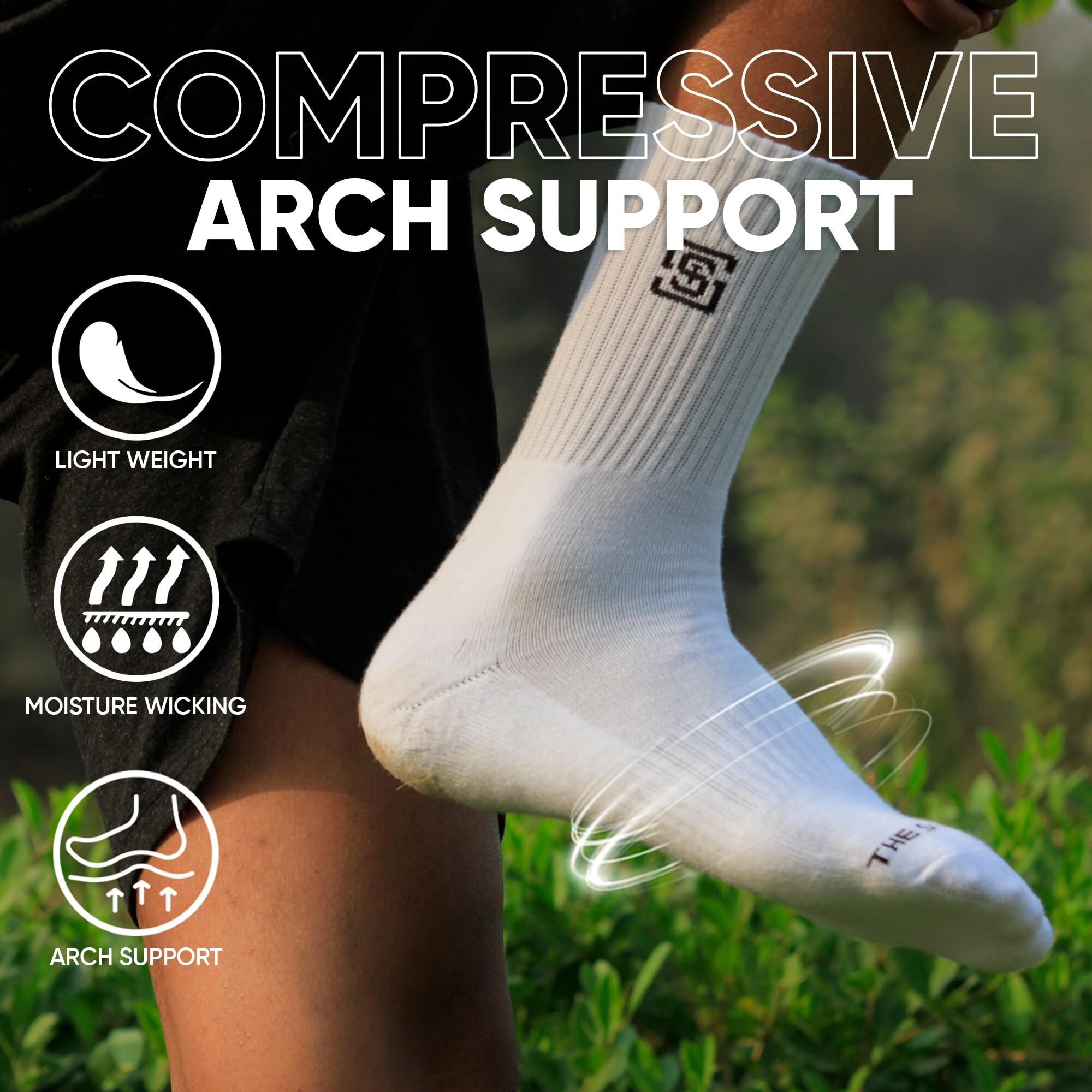 The Sock Street Terry Cushioned Crew/Calf Socks For Men Combo | Athletic & Sports Shocks | Anti Bacterial, Super Soft, Breathable, Moisture Absorbent & Odour-Free | Premium Cotton Full Length - White