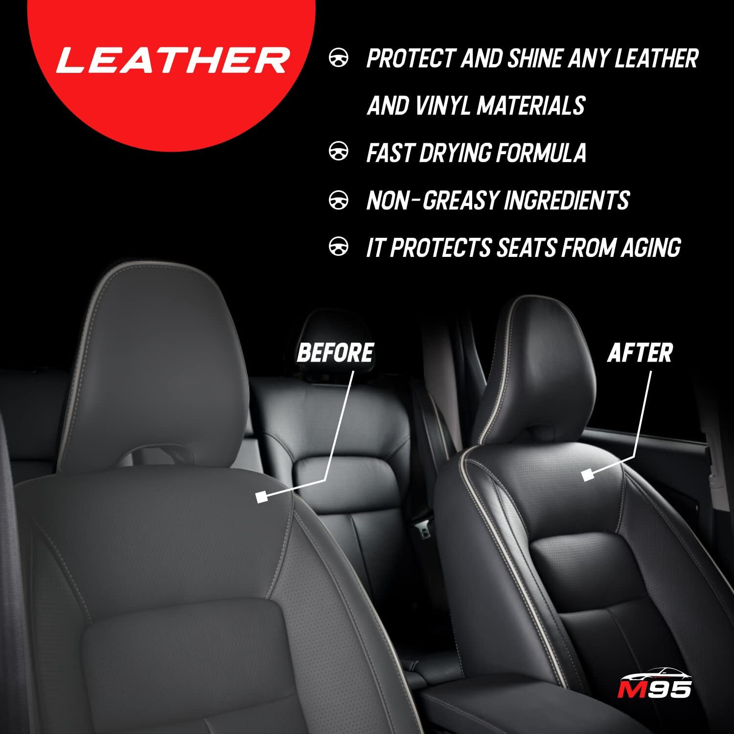 M95 Leather Conditioner For Sofa, Car Seats, Jacket, Bags, Belt And For All Leather Polish (200Ml)