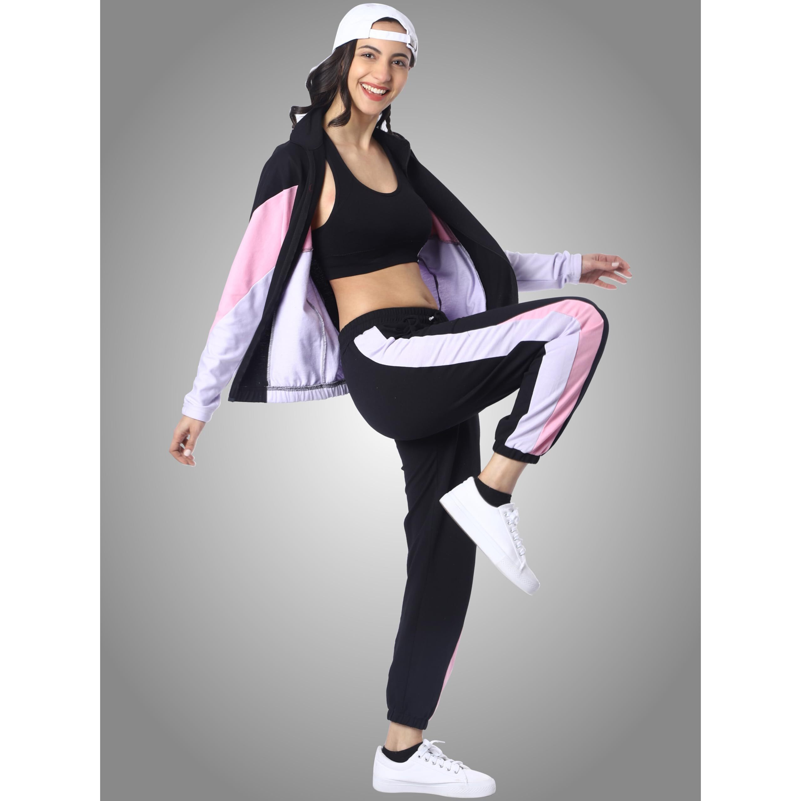London Hills Women Sports Zipper Running Summer Track Suit Pink, Jogging Suit