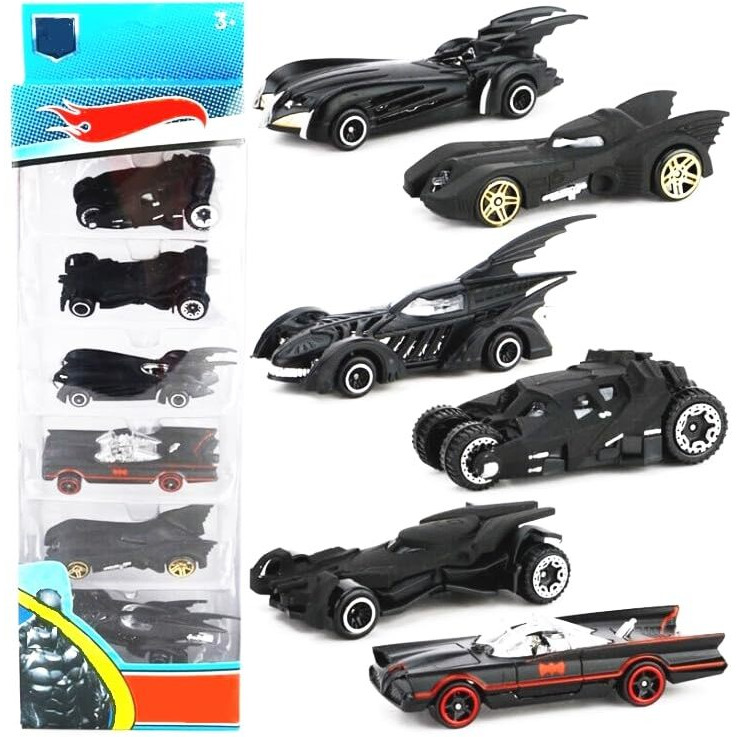 Galaxy Hi-Tech Black Bat Super Hero Metal Cars Push N Go 6 Pcs Vehicles, Racing Cars Play Set For Toddlers, Boys Die-Cast Car Set, Cake Decorations Topper Birthday Gift