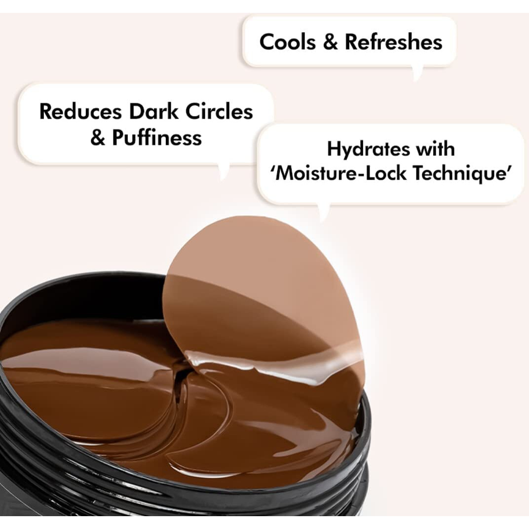 Mcaffeine Coffee Hydrogel Under Eye Patches For Dark Circles | Cooling Under Eye Patch Mask With Caffeine & Hyaluronic Acid For Instant Hydration & De-Puffing | 15 Pairs