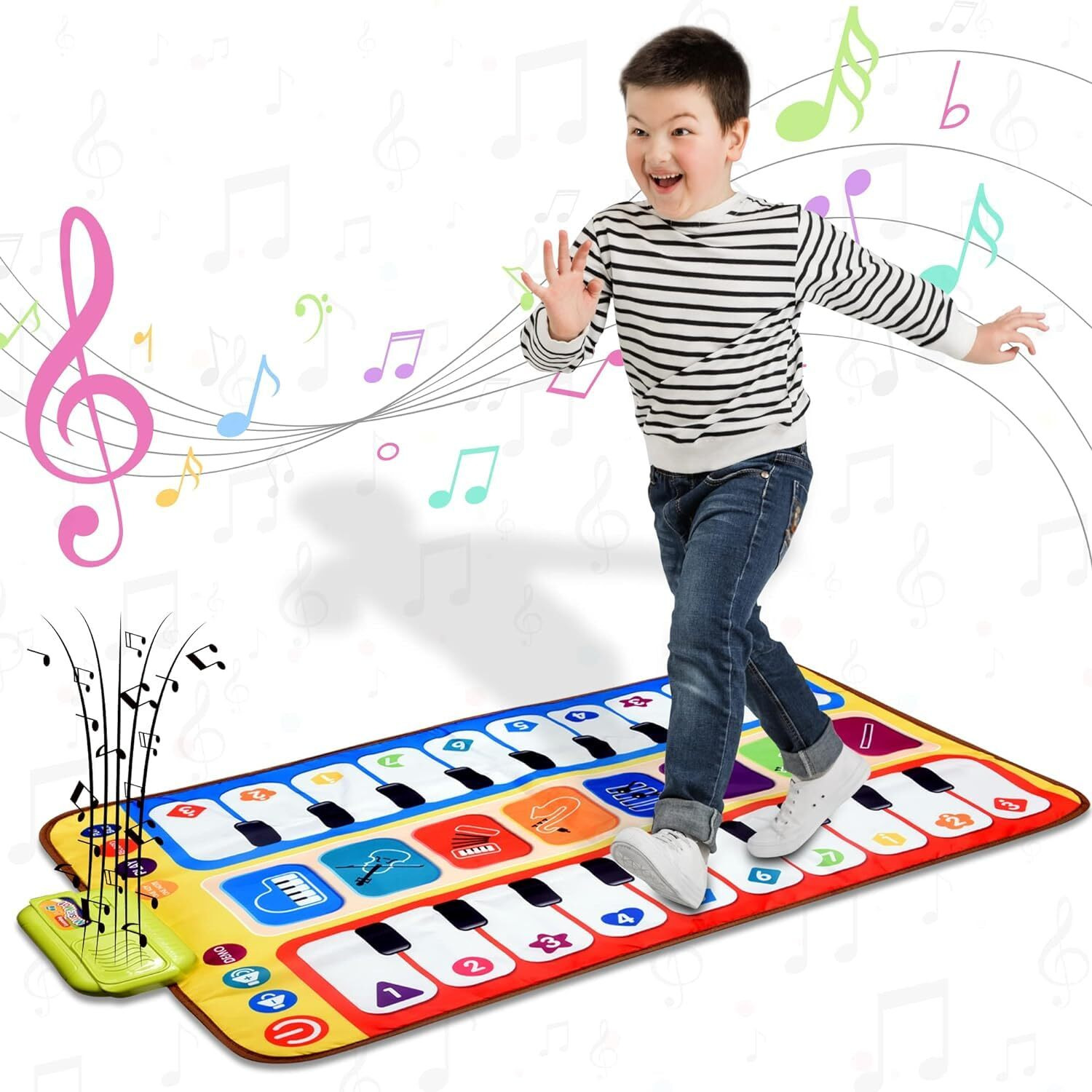 Gopad Baby Playing Mat With Music And Sound Dance Carpet Folding Piano Mat For Kids Blanket Touch Mat For 1-6 Year Old Boy Girls,Early Educational Toys(80 * 50 Cm/Double Side Piano Mat) Multicolor