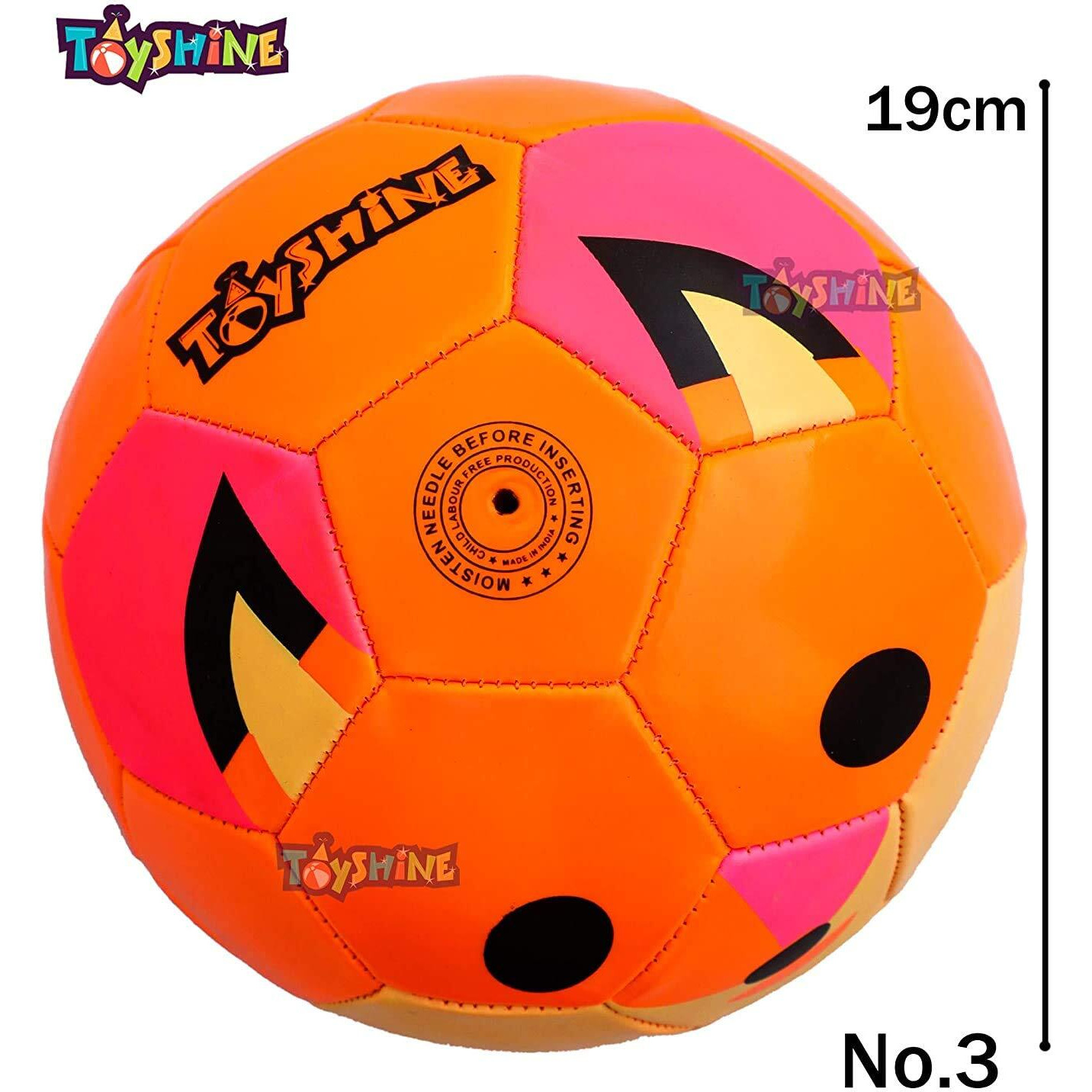 Toyshine Synthetic Leather Edu-Sports Football Soccer Educational Toy Ball For 4-8 Years Kids, Size 3 - Fox (Orange)