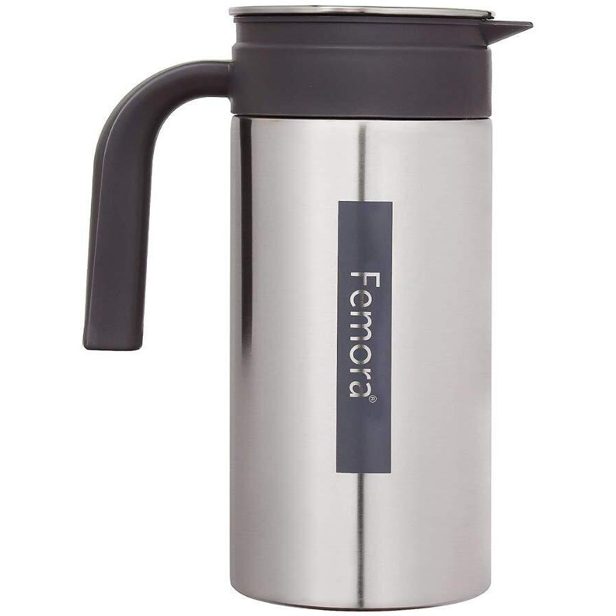 Femora Stainless Steel Jug | 1 Year Manufacturing Warranty, 1.4 Ltr | Steel Jug For Water, Serve Water, Beverages, Iced Tea, Juices | Pack Of 1 | Bpa Free (Silver Black)